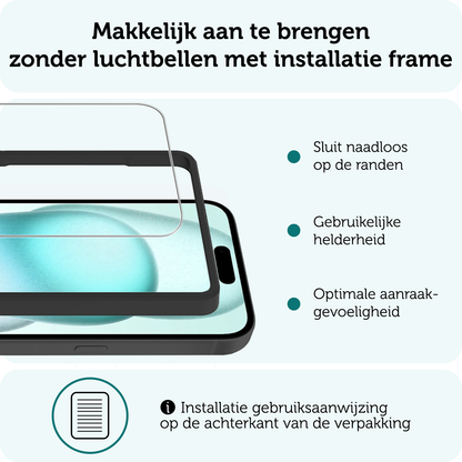 Forterra iPhone 15 Plus Screenprotector Gehard Glas met Installatieframe