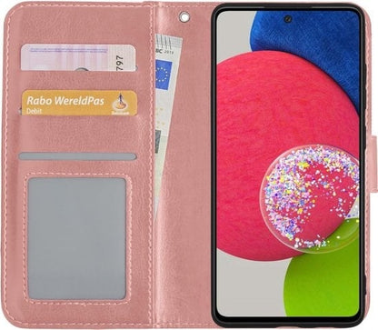 Forterra Samsung A52s Hoesje Bookcase Cover met Kaarthouder - Rosé goud