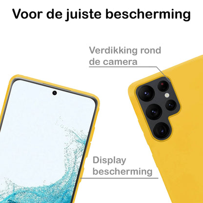 Forterra Samsung S22 Ultra Hoesje Siliconen Backcover Lichtgewicht - Geel