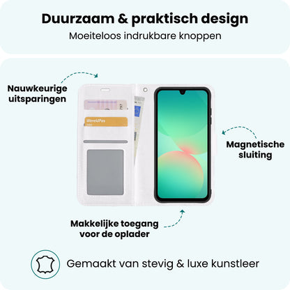 Forterra Samsung A26 Hoesje Bookcase Cover met Kaarthouder - Wit