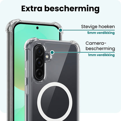 Forterra Samsung A36 Hoesje Geschikt voor Magsafe Backcover Shockproof - Transparant