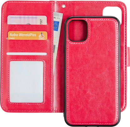 Forterra iPhone 12 Hoesje Bookcase Cover Uitneembaar - Donkerroze