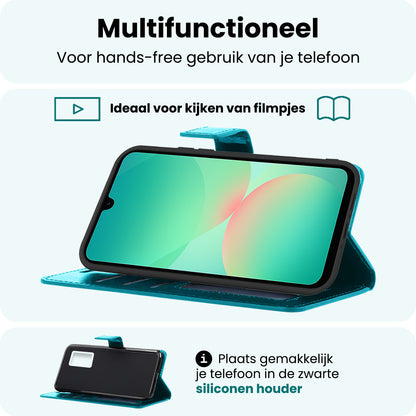 Forterra Samsung A26 Hoesje Bookcase Cover met Kaarthouder - Turquoise