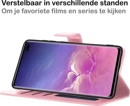 Forterra Samsung S10 Hoesje Bookcase Cover met Kaarthouder - Lichtroze