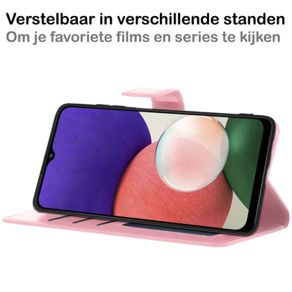 Forterra Samsung M22 Hoesje Bookcase Cover met Kaarthouder - Lichtroze