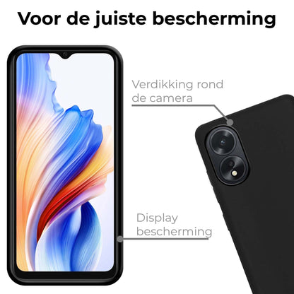 Forterra OPPO A18 Hoesje Siliconen Backcover Lichtgewicht - Zwart