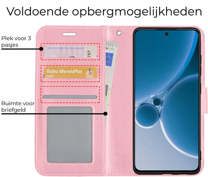 Forterra OnePlus Nord 3 Hoesje Bookcase Cover met Kaarthouder - Lichtroze