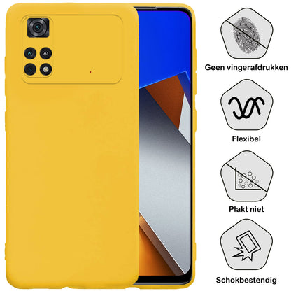 Forterra Xiaomi Poco X4 Pro 5G Hoesje Siliconen Backcover Lichtgewicht - Geel
