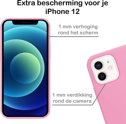 Forterra iPhone 12 Hoesje Siliconen Backcover Lichtgewicht - Lichtroze