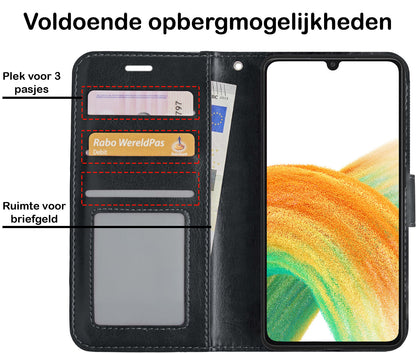 Forterra Samsung A33 Hoesje Bookcase Cover met Kaarthouder - Zwart