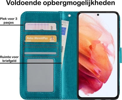 Forterra Samsung S21 Plus Hoesje Bookcase Cover met Kaarthouder - Turquoise