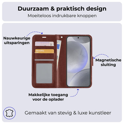 Forterra Samsung S24 Plus Hoesje Bookcase Cover met Kaarthouder - Bruin