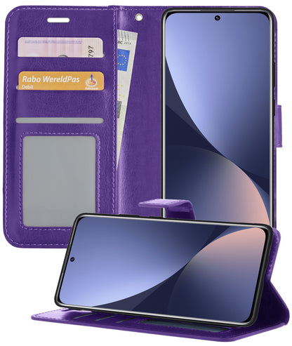 Forterra Xiaomi 12X Hoesje Bookcase Cover met Kaarthouder - Paars