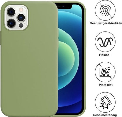 Forterra iPhone 12 Pro Hoesje Siliconen Backcover Lichtgewicht - Groen