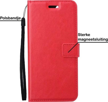 Forterra Samsung A22 4G Hoesje Bookcase Cover met Kaarthouder - Rood
