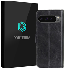 Forterra Google Pixel 9 Pro XL Hoesje Bookcase Cover met Kaarthouder - Zwart