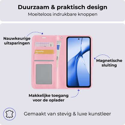 Forterra OnePlus Nord CE 4 Hoesje Bookcase Cover met Kaarthouder - Lichtroze