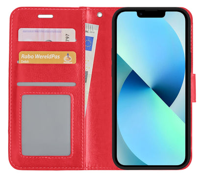 Forterra iPhone 13 Hoesje Bookcase Cover met Kaarthouder - Rood
