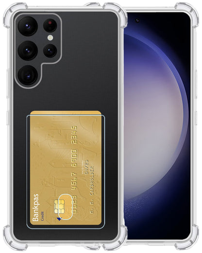 Forterra Samsung S23 Ultra Hoesje Kaarthouder Backcover Shockproof - Transparant