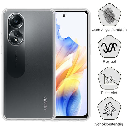 Forterra OPPO A58 Hoesje Siliconen Backcover Lichtgewicht - Transparant