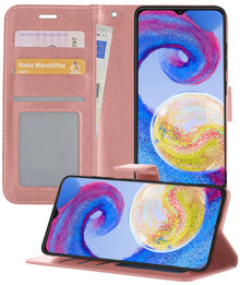 Forterra Samsung A04s Hoesje Bookcase Cover met Kaarthouder - Rosé goud