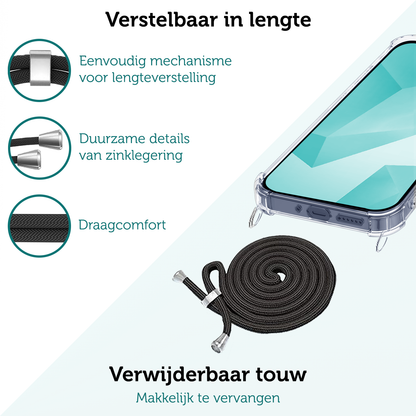 Forterra Samsung A16 Hoesje met Koord Backcover Shockproof - Transparant