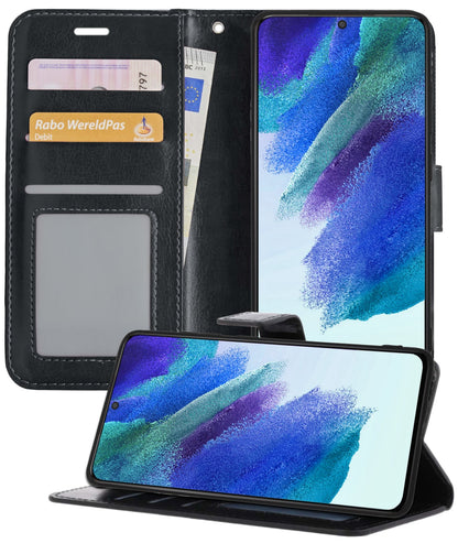 Forterra Samsung S21 FE Hoesje Bookcase Cover met Kaarthouder - Zwart