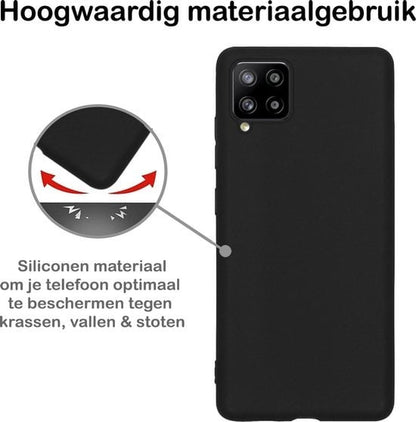 Forterra Samsung A12 Hoesje Siliconen Backcover Lichtgewicht - Zwart