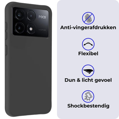 Forterra Xiaomi Poco X6 Pro 5G Hoesje Siliconen Backcover Lichtgewicht - Zwart