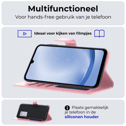 Forterra Samsung A25 Hoesje Bookcase Cover met Kaarthouder - Lichtroze