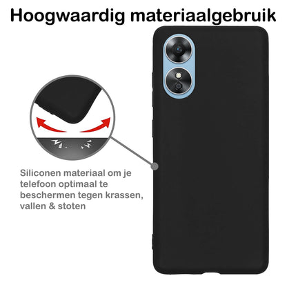 Forterra OPPO A17 Hoesje Siliconen Backcover Lichtgewicht - Zwart