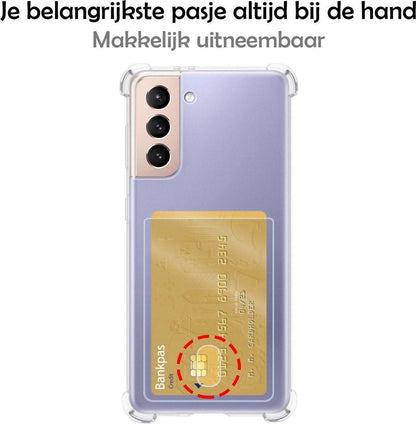 Forterra Samsung S21 Hoesje Kaarthouder Backcover Shockproof - Transparant