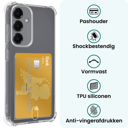 Forterra Samsung S25 FE Hoesje Kaarthouder Backcover Shockproof - Transparant