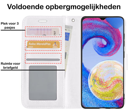 Forterra Samsung A04s Hoesje Bookcase Cover met Kaarthouder - Wit