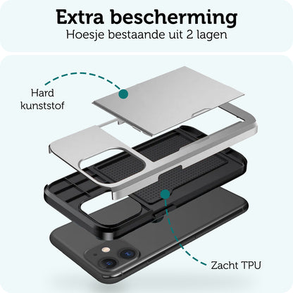 Forterra iPhone 11 Hoesje Kaarthouder Hard Case Shockproof - Grijs