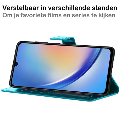 Forterra Samsung A34 Hoesje Bookcase Cover met Kaarthouder - Turquoise