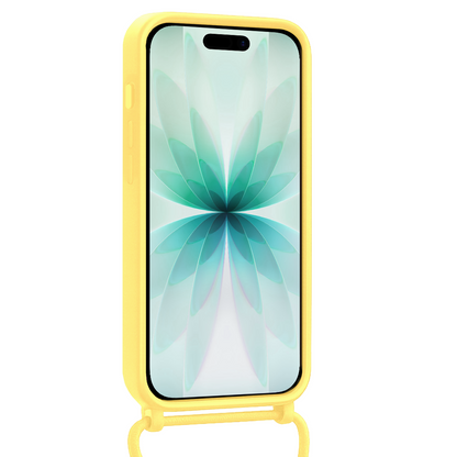 Forterra iPhone 17 Hoesje Met Telefoonkoord en Pasjeshouder Siliconen - Geel