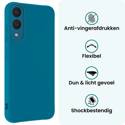 Forterra Samsung S25 Edge Hoesje Siliconen Backcover Lichtgewicht - Donkerblauw