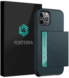 Forterra iPhone 11 Pro Max Hoesje Kaarthouder Hard Case Shockproof - Donkerblauw