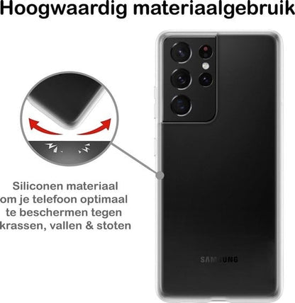Forterra Samsung S21 Ultra Hoesje Siliconen Backcover Lichtgewicht - Transparant