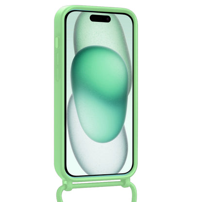 Forterra iPhone 14 Pro Max Hoesje Met Telefoonkoord en Pasjeshouder Siliconen - Groen