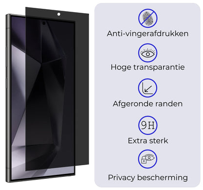 Forterra Samsung S24 Ultra Screenprotector Gehard Glas - Privacy