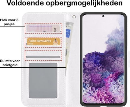 Forterra Samsung S20 Ultra Hoesje Bookcase Cover met Kaarthouder - Wit