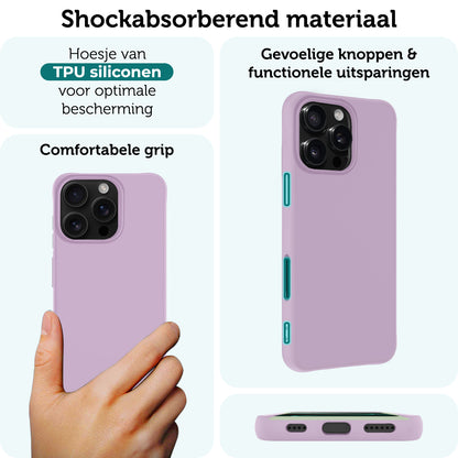 Forterra iPhone 16 Pro Max Hoesje Siliconen Backcover Lichtgewicht - Lila