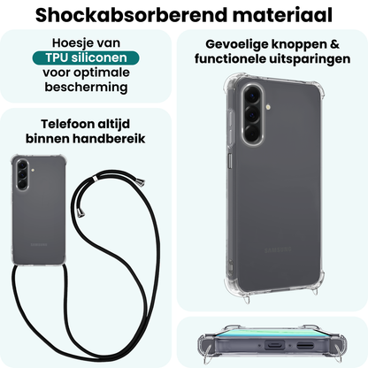 Forterra Samsung A17 Hoesje met Koord Backcover Shockproof - Transparant