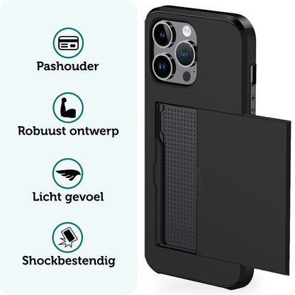 Forterra iPhone 16 Pro Max Hoesje Kaarthouder Hard Case Shockproof - Zwart
