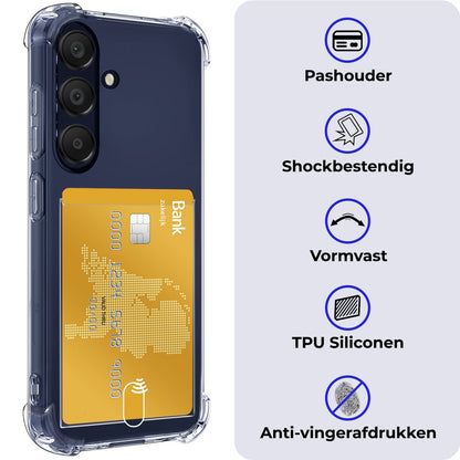 Forterra Samsung A25 Hoesje Kaarthouder Backcover Shockproof - Transparant