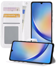 Forterra Samsung A34 Hoesje Bookcase Cover met Kaarthouder - Wit