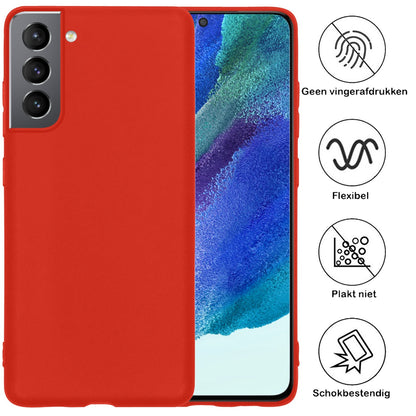 Forterra Samsung S21 FE Hoesje Siliconen Backcover Lichtgewicht - Rood