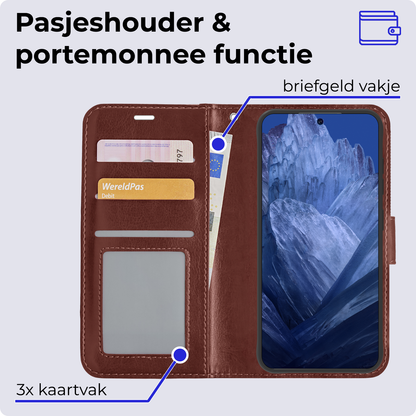Forterra Google Pixel 8a Hoesje Bookcase Cover met Kaarthouder - Bruin